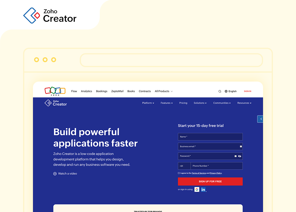 Zoho Creator Website Image