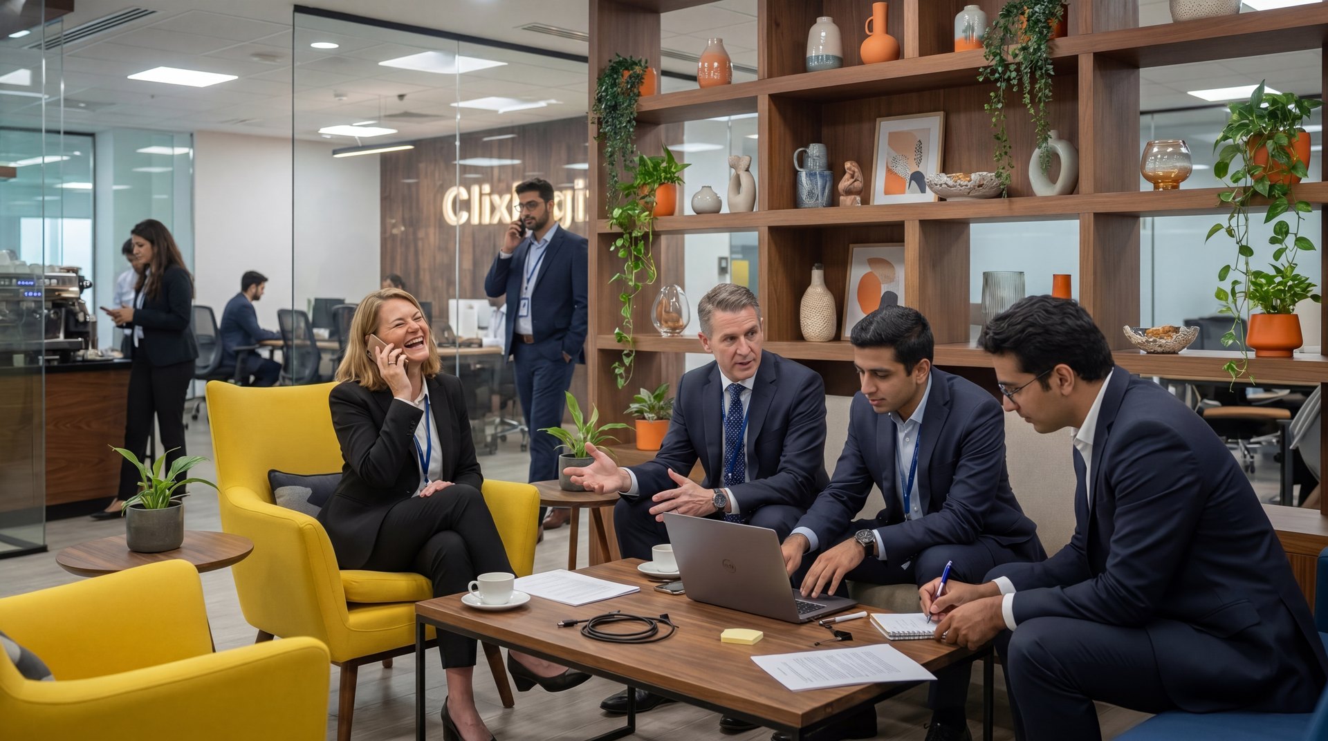 Clixlogix consultants and the client team reviewing a defensible recommendation